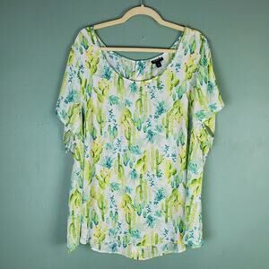 Torrid Women's Abbey White Cactus Georgette Short Sleeve Blouse Size 3